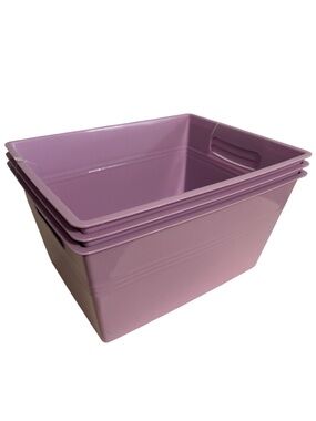 3-Pack Purple Plastic Storage Tub- Bin with Handles-Home Accents-Gift Basket-NEW